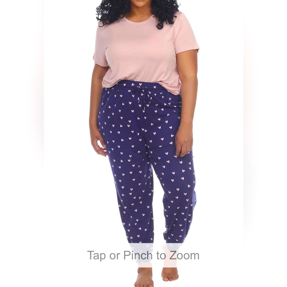 Women PJ Sets Honeydew 3pc Lounge Set Tank+Tee+Jogger Pink Hearts Print S,M,L,2X